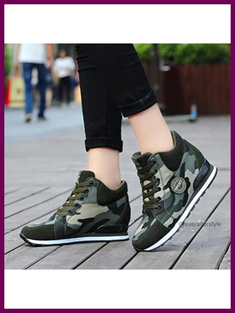 Ladies Canvas Wedge Platform Sneakers Hidden Heel High Top Lace Up Athletic